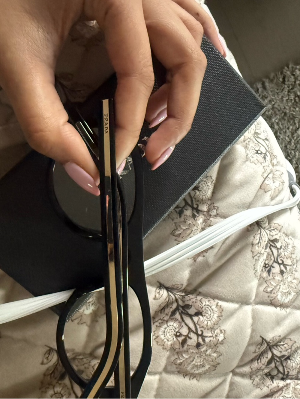 Prada Black Cat-Eye Sunglasses with Gold Accents - Picture 7 of 12